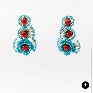 Zara turquoise flower beaded drop earrings